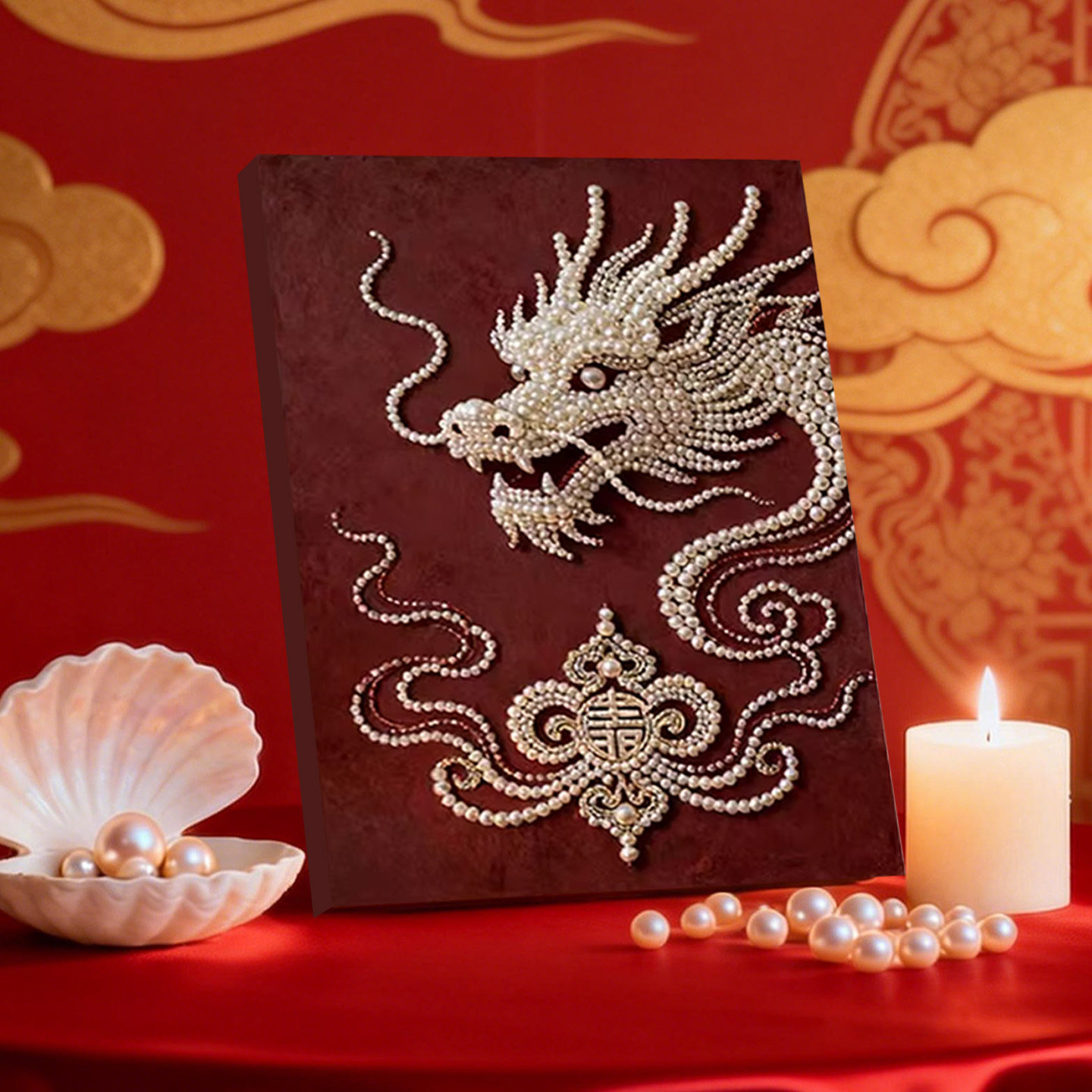 血玉龙章 2026新款DIY珍珠画新中式手工制作立体客厅装饰