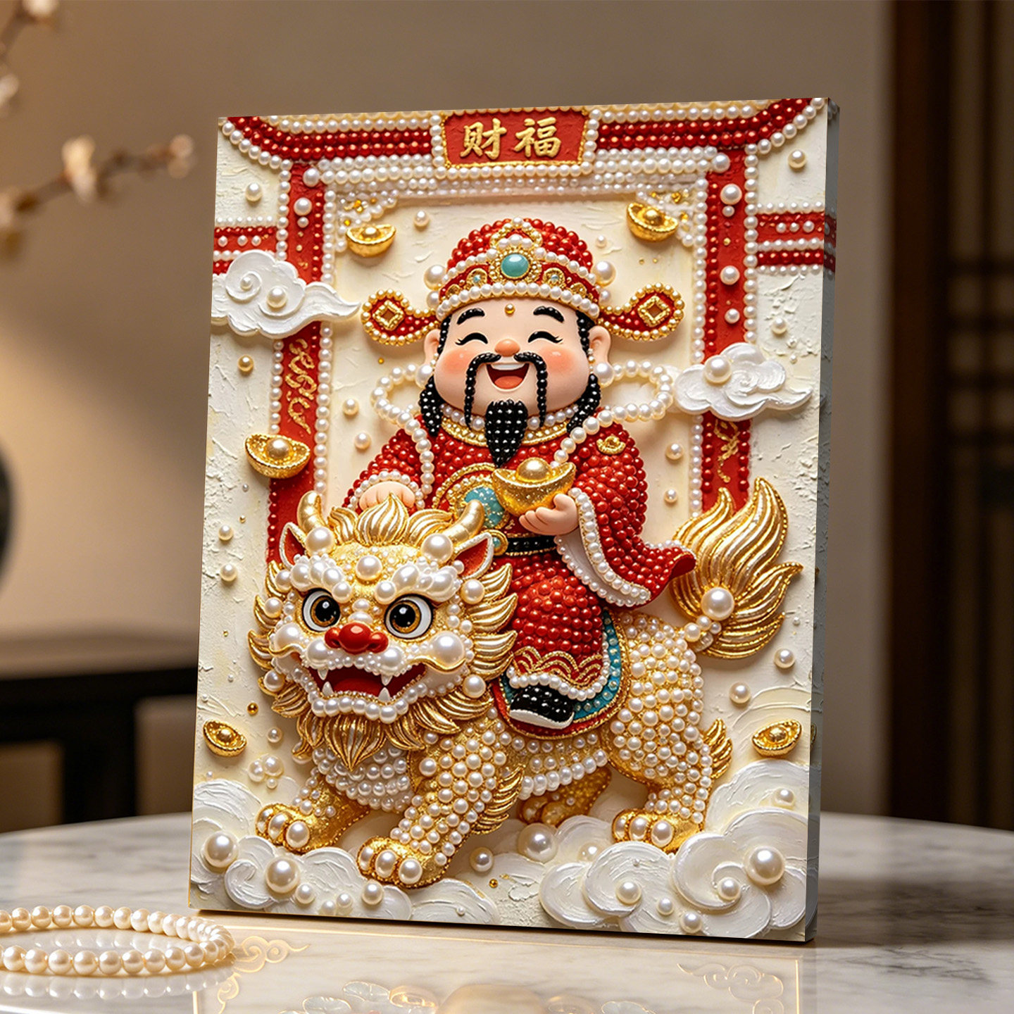 麒麟迎财神2026新款DIY珍珠画手工制作立体客厅钻石画高级装饰品