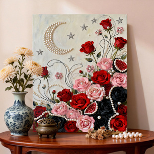 凝华之爱 2026新款DIY珍珠画新中式手工制作立体客厅装饰