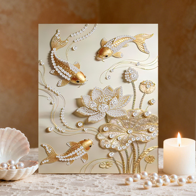 珠渊虹影 2026新款DIY珍珠画新中式手工制作立体客厅装饰