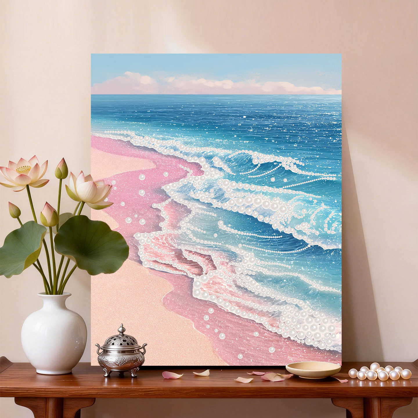 珠母贝的梦 2026新款DIY珍珠画新中式手工制作立体客厅装饰