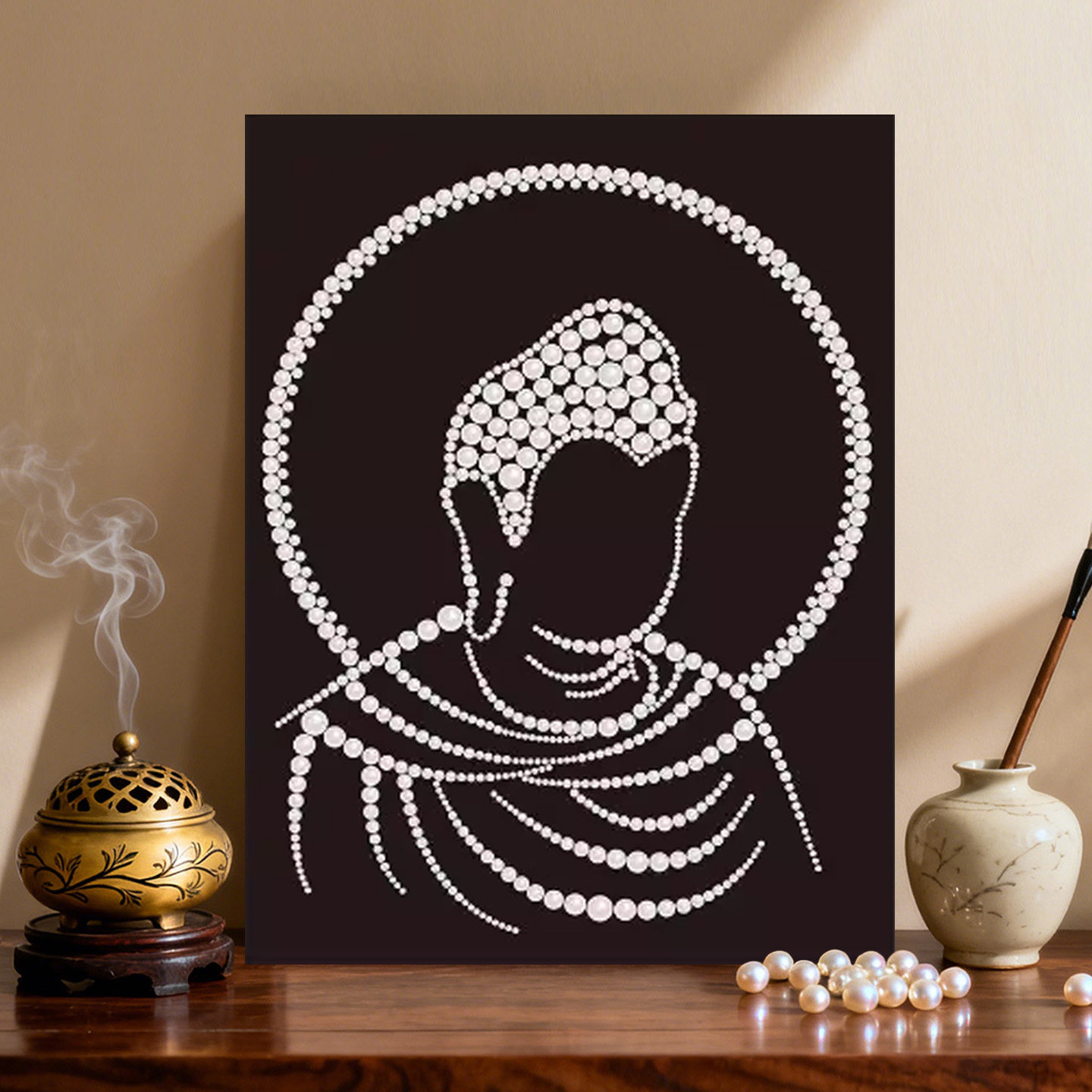 无垢光 2026新款DIY珍珠画新中式手工制作立体客厅装饰