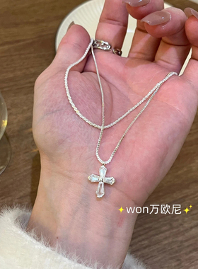 轻奢小众锆石碎银锁骨链女百搭