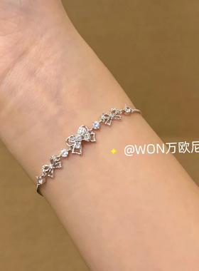 铜合金满钻蝴蝶结女手链