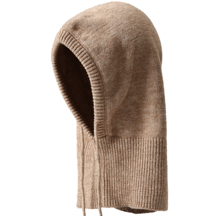 连体卫衣帽男冬天保暖针织毛线帽子骑车护脖一体套头护耳帽风雪帽