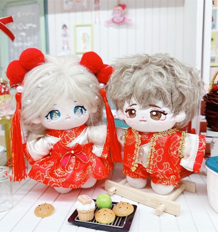 娃衣10cm15cm20cm棉花娃娃海星体正常体新年战袍裙子裤子红色套装
