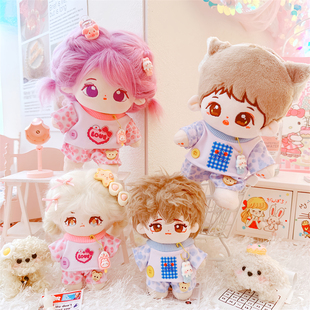 娃衣10cm15厘米20cm棉花娃娃衣服换装扎染混搭术T恤短裤套装男女