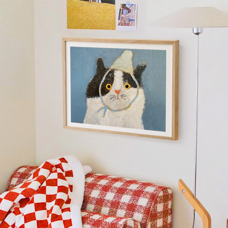 韩系ins猫挂画北欧客厅餐厅电表箱装饰画多媒体箱遮挡儿童房壁画