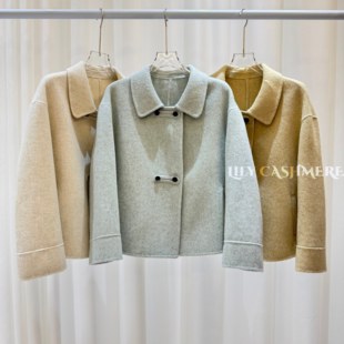 2025年秋冬新款韩系双面羊毛大衣女短款小个子宽松显瘦羊毛呢外套