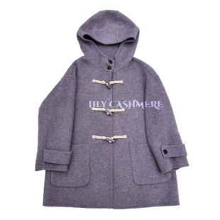 双面羊毛大衣女简约风中长款连帽牛角扣宽松毛呢外套2025秋冬新款