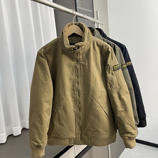 秋冬百搭立领加厚工装 美式 外贸男装 加绒保暖 休闲棉衣外套 复古