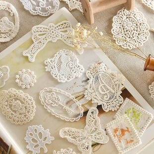 手缝布贴日式手工纯棉水溶蕾丝刺绣字母花片欧式小物复古多款