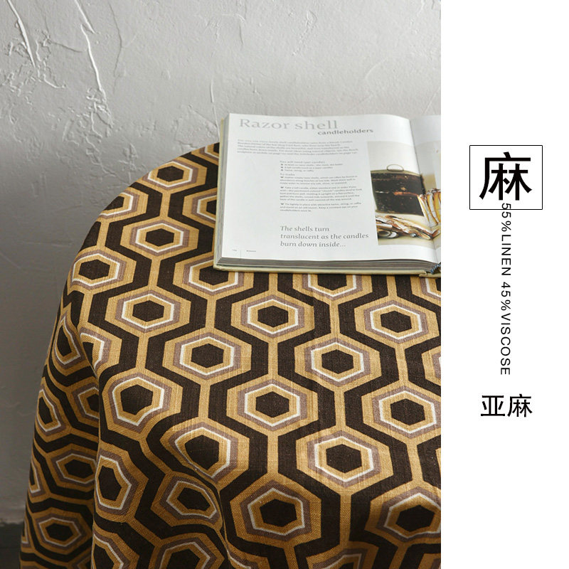 出口欧美竹节亚麻美国Acetex美式家居窗帘沙发布料粗麻面料蜂窝