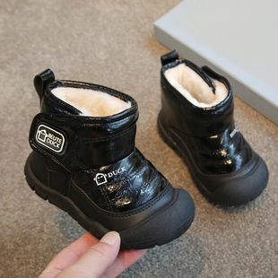 儿童雪地靴冬季男童棉靴子加绒女童短靴宝宝雪地棉防泼水2025新款