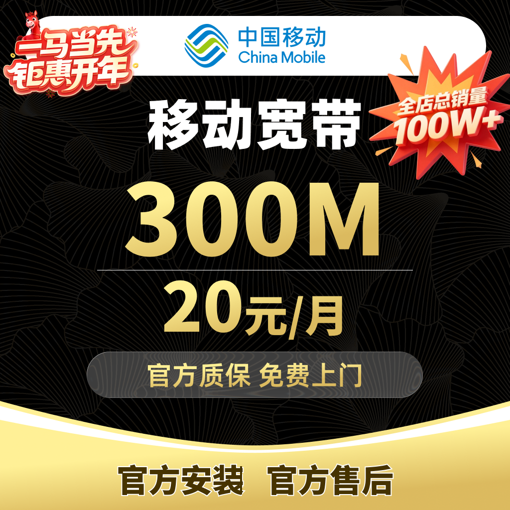 上海移动宽带办理新装300M/1000M光纤网络包年宽带套餐上门安装
