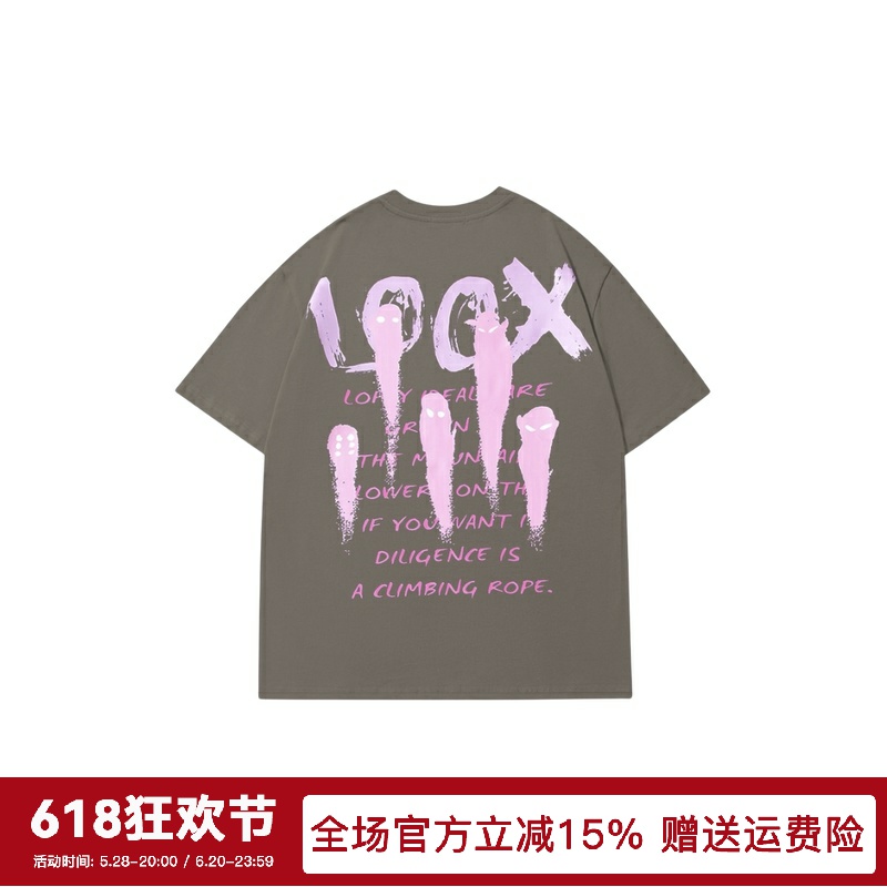 LOOX!嘻哈幽灵小鬼字母印花糖果色系宽松重磅纯棉短袖T恤情侣款