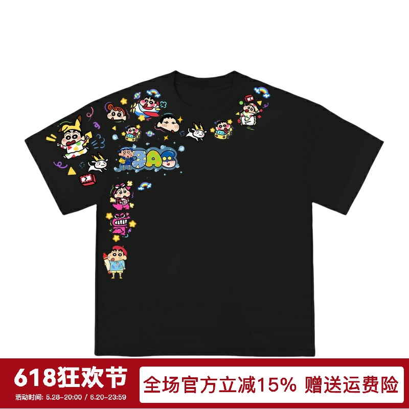 TFZYEM蜡笔小新潮牌穿搭设计感短袖T恤oversize无性别260g重磅潮