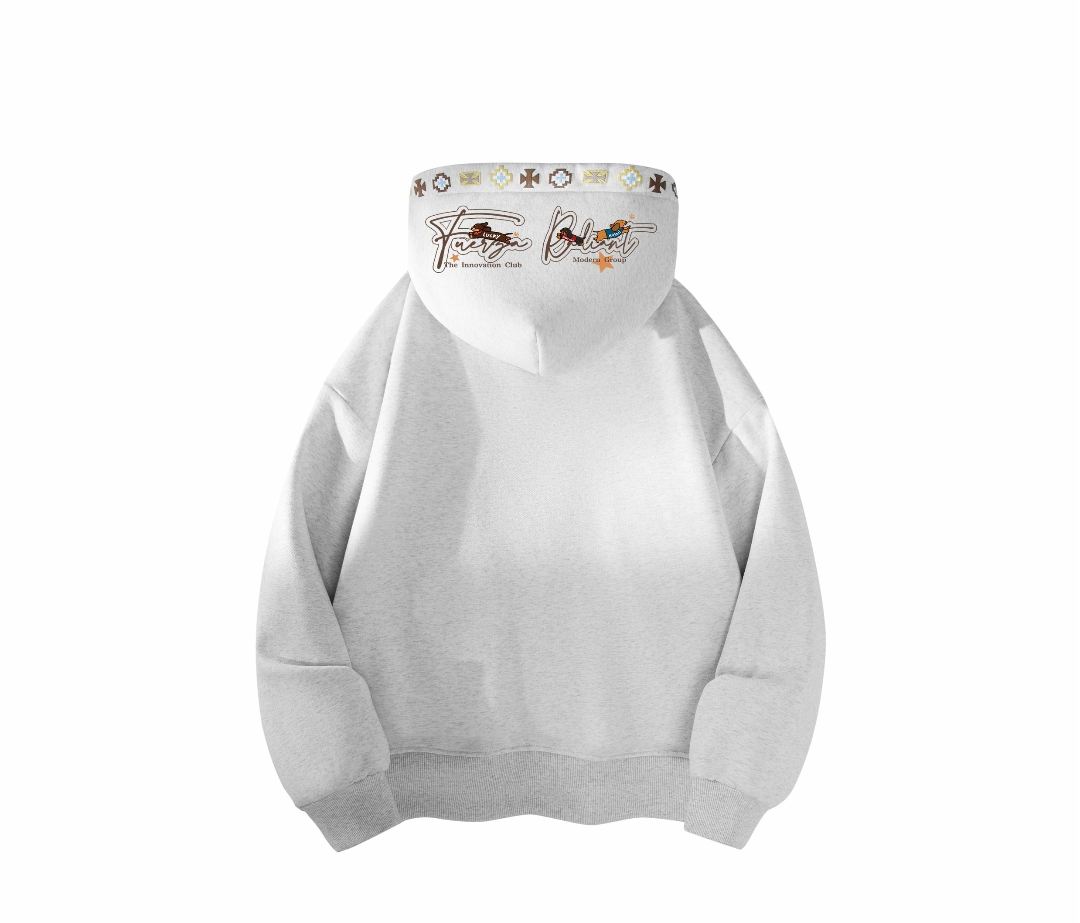 FUERZA 国潮基础简约潮流字母印花学院风宽松连帽卫衣 男女同款