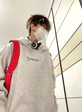 FORHUG涂鸦字母印花连帽卫衣男秋冬季2024新款国潮美式上衣外套