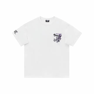 复古美式 情侣款 复古logo印花潮牌简约纯棉短袖 男女同款 T恤 美式