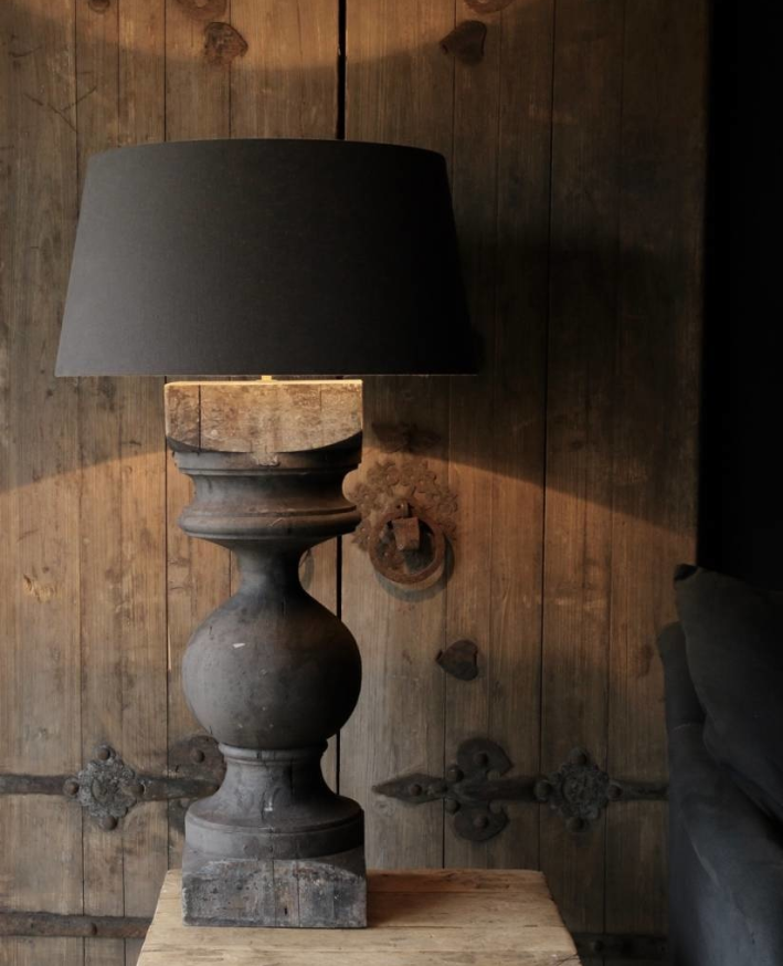 美式复古木艺大型台灯黑色卧室床头灯民宿会所样板房设计师木台灯