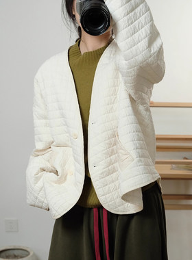 文艺压格宽松夹棉短外套棉服女冬