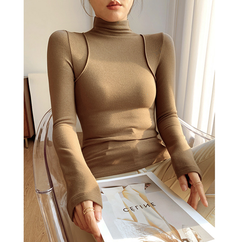 德绒半高领打底衫女内搭