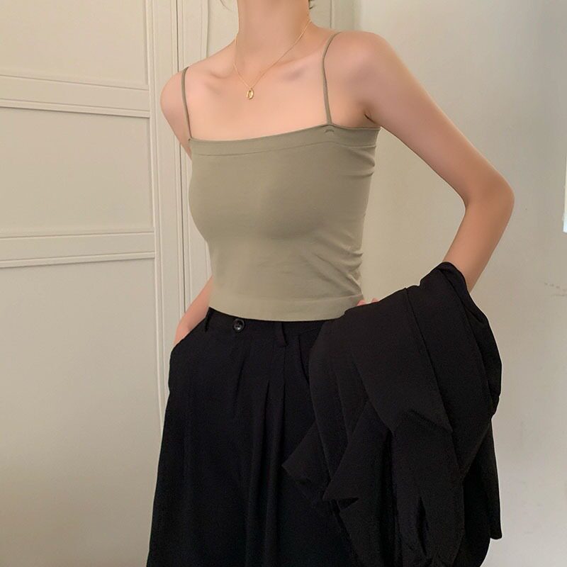 一字肩抹胸带胸垫早春小众设计感吊带甜酷细带背心外穿内搭上衣女