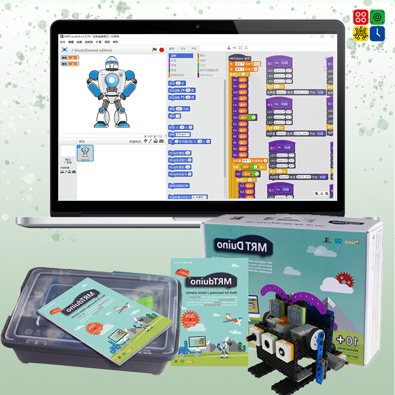 韩端scratch图形化编程积木小颗粒拼装玩具教育机器人套装包邮