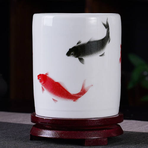 梓琦景德镇陶瓷笔筒摆件中式办公桌面装饰工艺品创意摆设小礼品毛