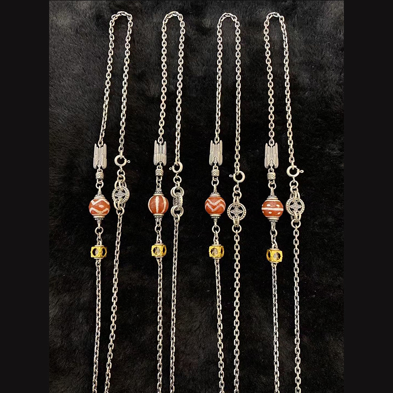 【藏玺物与悟/缘】925纯银链子民族风金刚杵唐卡银链复古做旧个性