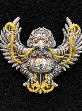 S925纯银镶嵌彩宝石大鹏鸟吊坠