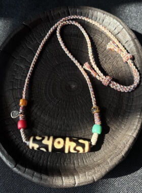 【藏玺·物与悟】台珠牙黄莲师三眼天珠玛瑙锁骨项链 原创设计