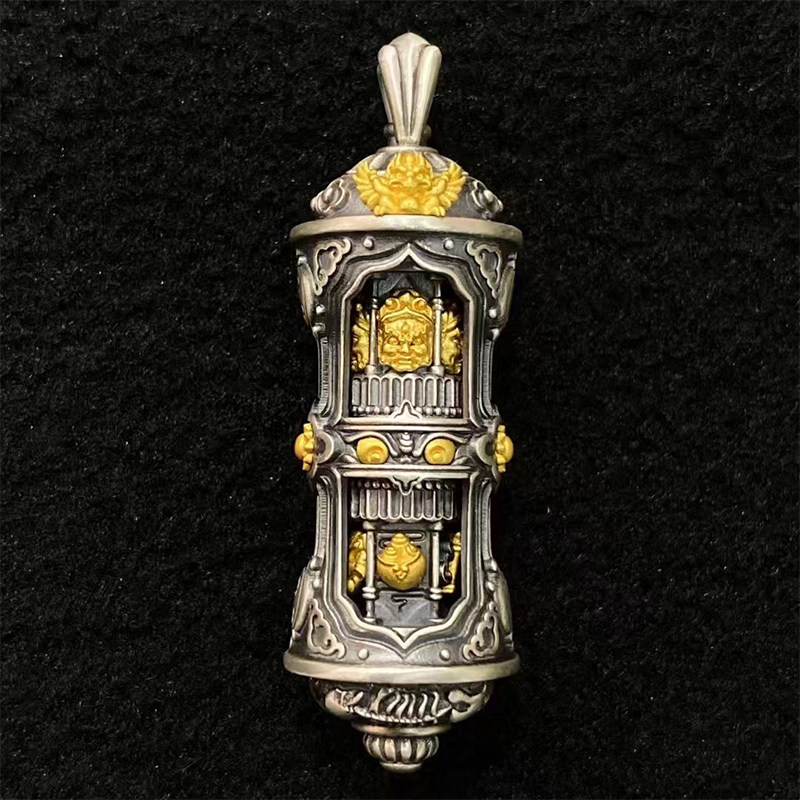 【藏玺物与悟/缘】S925纯银精工镶嵌五姓财吊坠五路C四方纳米挂坠