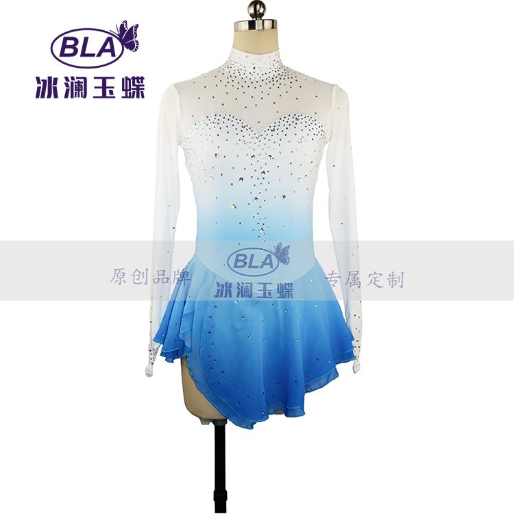 冰澜玉蝶花样滑冰服定制渐变考级
