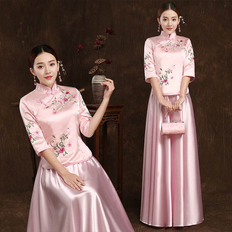 中式伴娘服女长款春夏复古姐妹团礼服裙2019新款中国风旗袍晚礼服|ruв категории Женская одежда, Cвадебные платья, платье/вечернее платье - от Buy2taobao.com для оказания профессиональной услуги покупки агента Taobao
