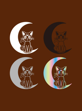 潮牌美少女战士月亮猫银灰色幻彩3M反光耐水洗烫画衣服布贴