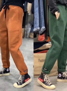 哆唛哆加绒运动裤女秋冬宽松哈伦休闲个性设计感萝卜束脚加厚卫裤