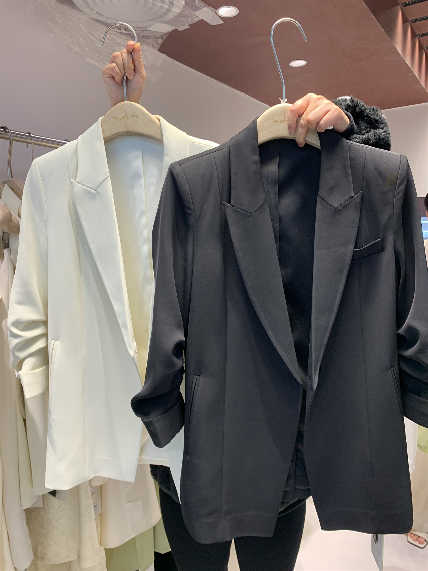 高级感法式七分堆堆袖西装外套女