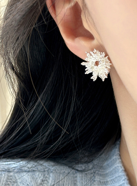 大米饰品】甜美烟花耳环时尚百搭珍珠点缀少女心爆棚S925银针耳钉