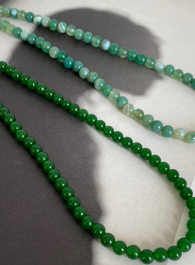 大米饰品】显白绿色玉石串珠项链法式高级感中古新中式毛衣链女