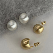 回馈 S925银针法式 复古金属拉丝圆球耳钉小巧百搭豆豆耳环高级感