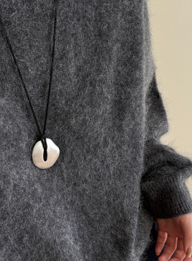 大米饰品】不规则哑光镂空圆形长款项链小众毛衣链2025新款爆款女