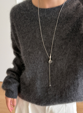 大米饰品】韩版长款水晶葫芦项链银色链条氛围感百搭老钱风毛衣链