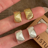 金属编织纹方形耳环女小众高级感几何耳钉2026新款 新品 限时9折