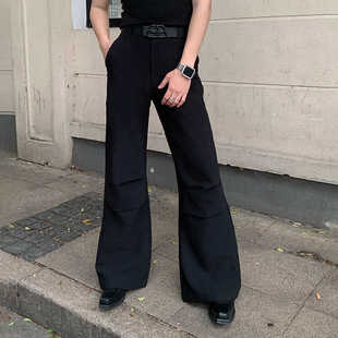 BLACKMAGAZINE高级西裤 小众设计感褶皱宽松阔腿男潮微喇拖地裤
