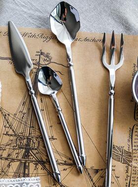 欧式304不锈钢牛排刀西餐刀叉餐具ins加厚商用套装餐刀甜品勺子