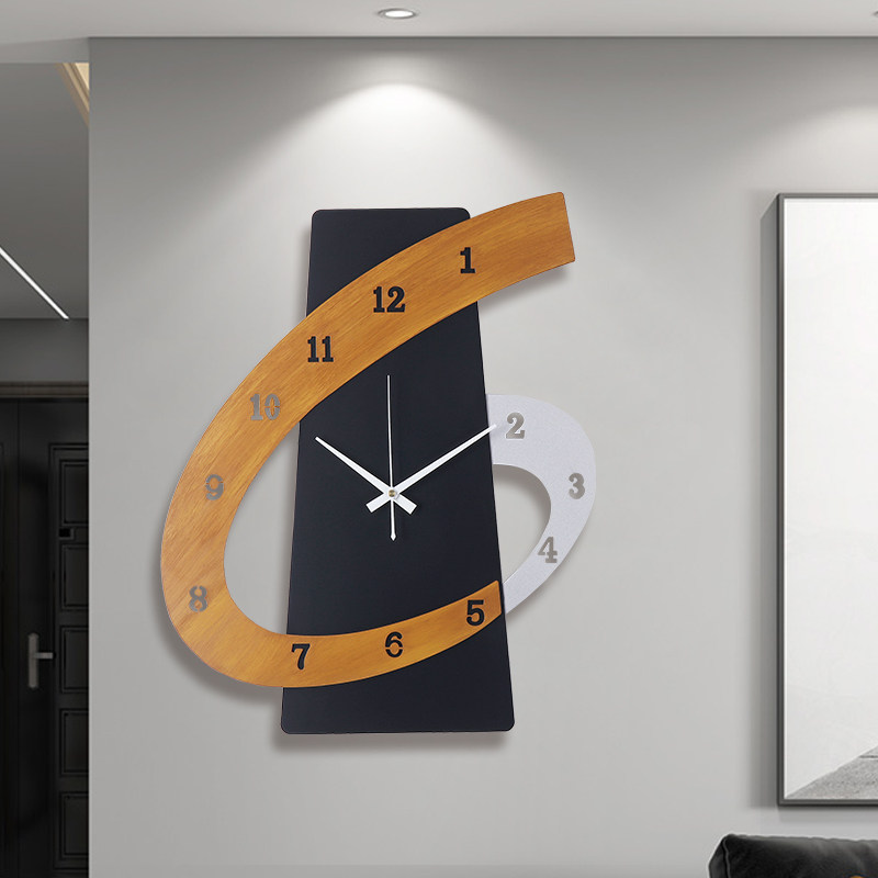 北欧挂钟客厅个性创意时尚免打孔家用装饰钟表背景墙大气网红时钟