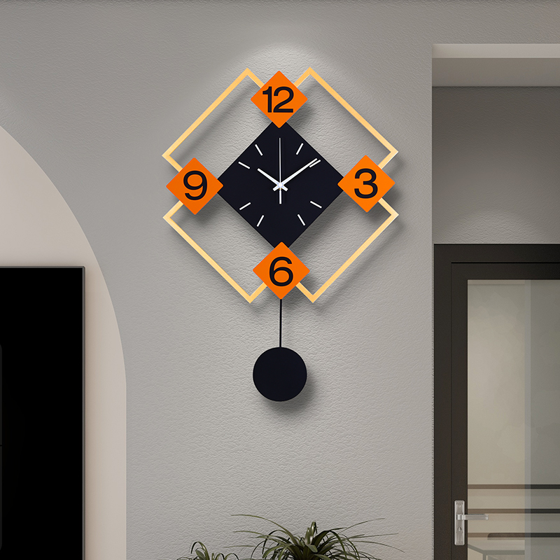 客厅简约免打孔装饰静音摇摆挂钟