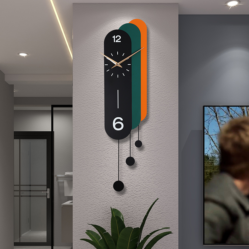 客厅家用挂墙金属装饰免打孔钟表